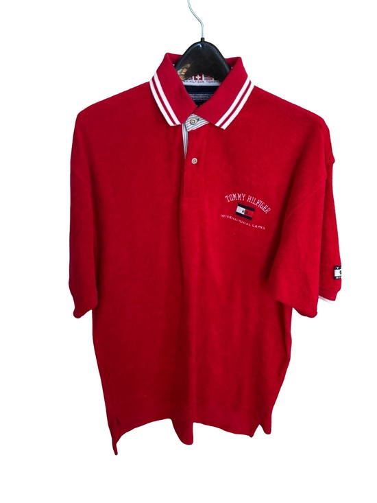 Tommy Hilfiger Other - Tommy Hilfiger Men’s Red Terry Cloth Polo USA International Games Shirt Sz M